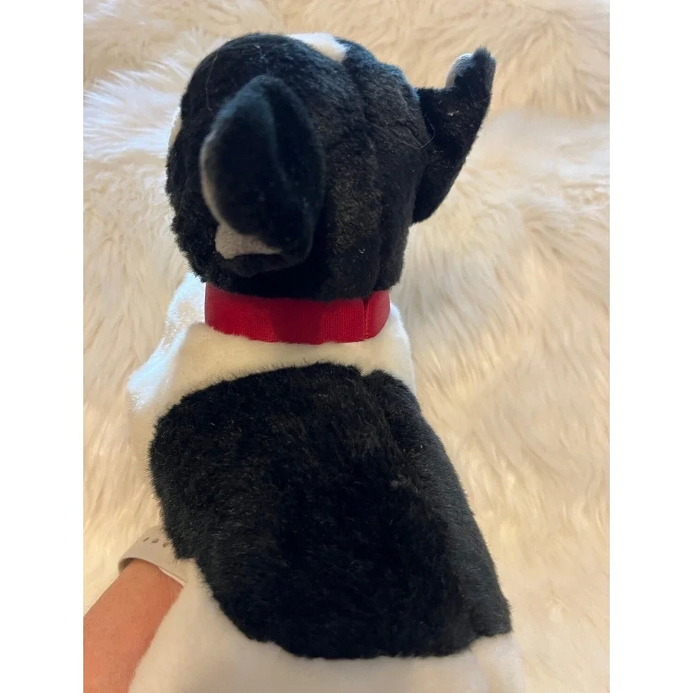 FAO Schwarz French Bulldog Plush Stuffed Animal Black White Red Collar 2018